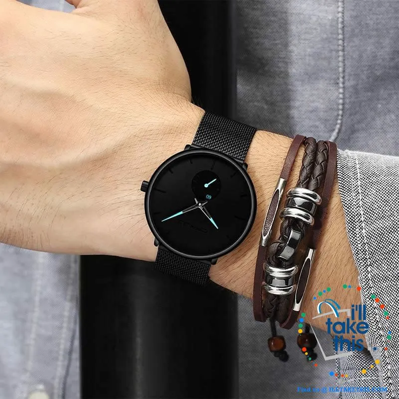 Sleek all black Men's Signature Watches - Quartz movement, water resistance men's watch 👨