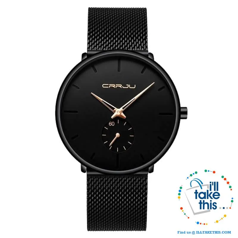 Sleek all black Men's Signature Watches - Quartz movement, water resistance men's watch 👨