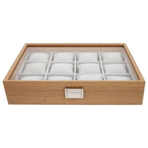 StitchesandTweed Natural Wood 12 Slot Watch Organizer Case
