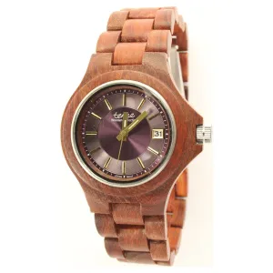 Tense Mens Metro Wood Case and Bracelet Purple Dial Rosewood Watch - G4302R-V