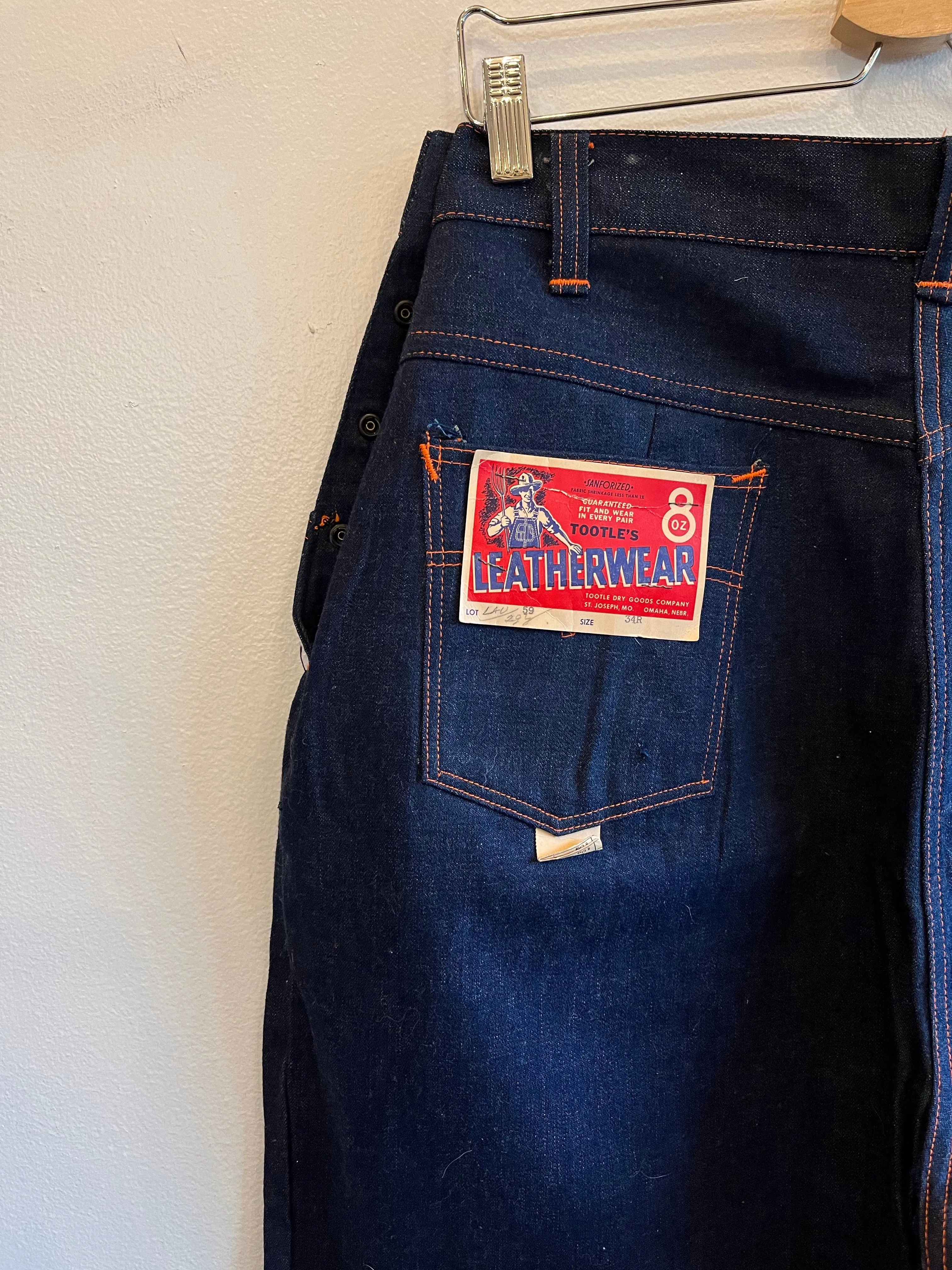Vintage 1940s Tootles Deadstock Side-Snap Denim Jeans