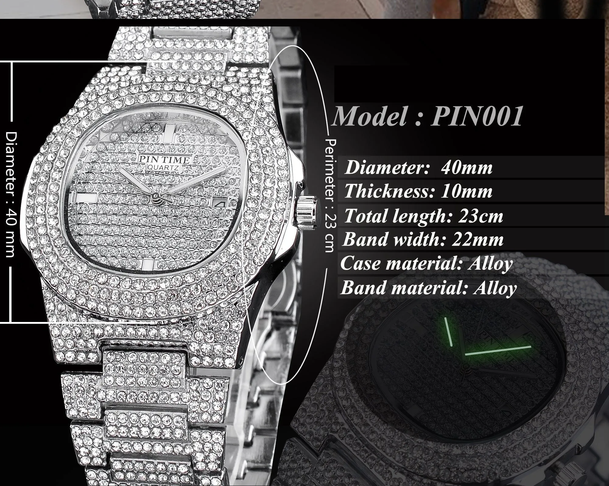 Women's Luxury Diamond Square Shape Quartz Waterproof Wristwatch