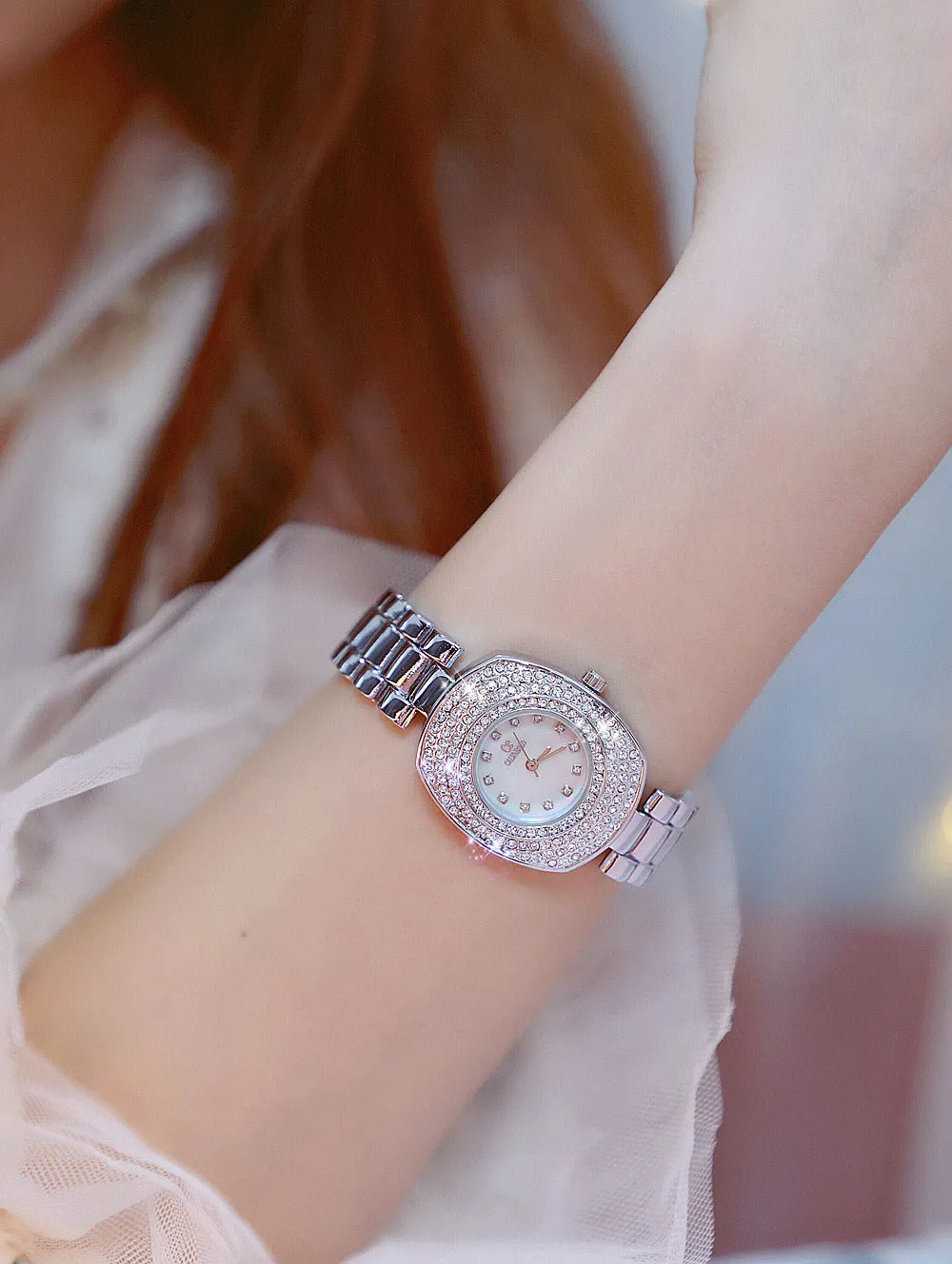 Women's Luxury Fashion Rectangle Full Rhinestone Quartz Watches