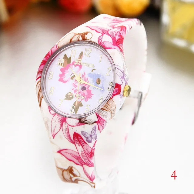 Women's Silicone Printed Designer style Rubber Band Watch - Analog Fashion wristwatch