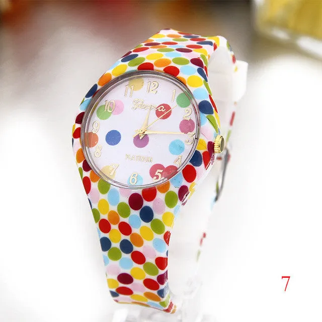 Women's Silicone Printed Designer style Rubber Band Watch - Analog Fashion wristwatch