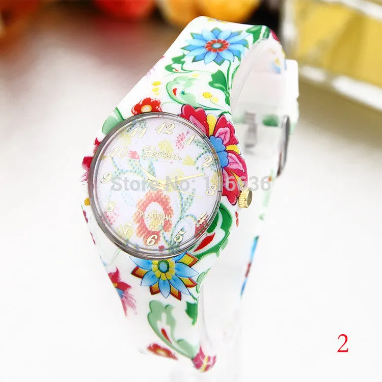 Women's Silicone Printed Designer style Rubber Band Watch - Analog Fashion wristwatch