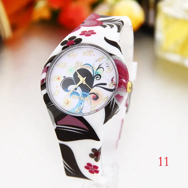 Women's Silicone Printed Designer style Rubber Band Watch - Analog Fashion wristwatch