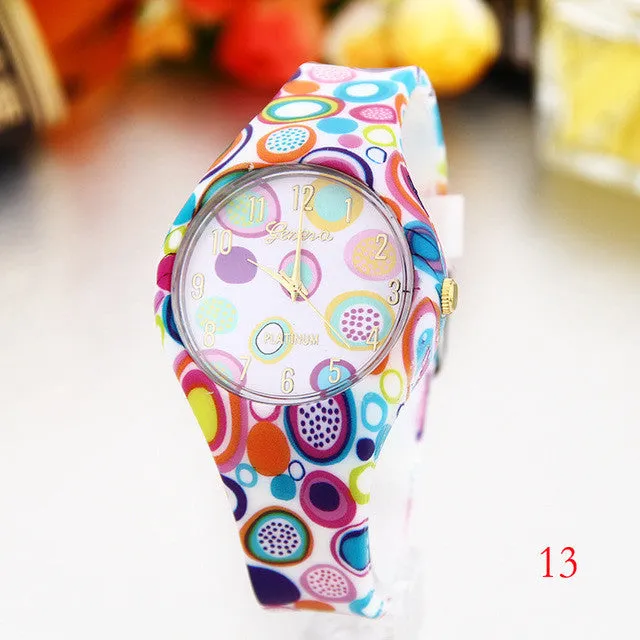 Women's Silicone Printed Designer style Rubber Band Watch - Analog Fashion wristwatch