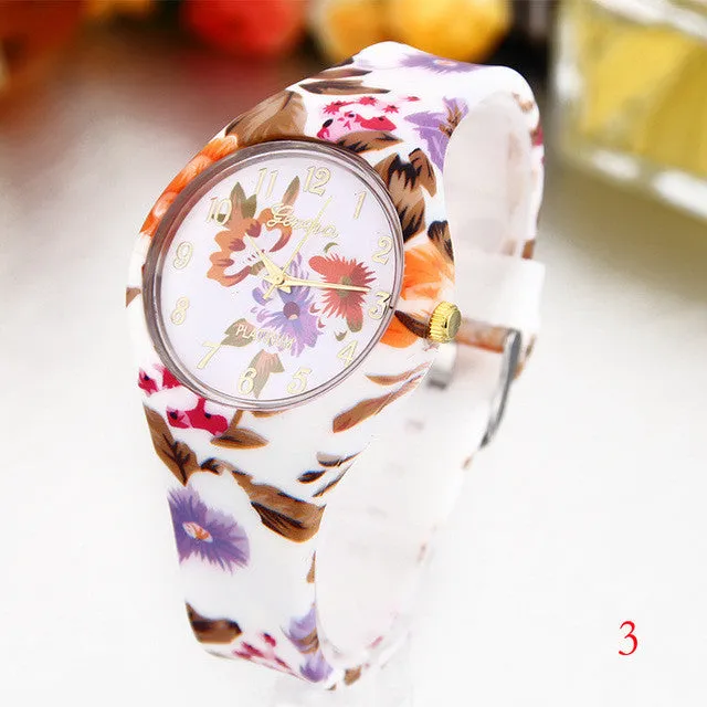 Women's Silicone Printed Designer style Rubber Band Watch - Analog Fashion wristwatch