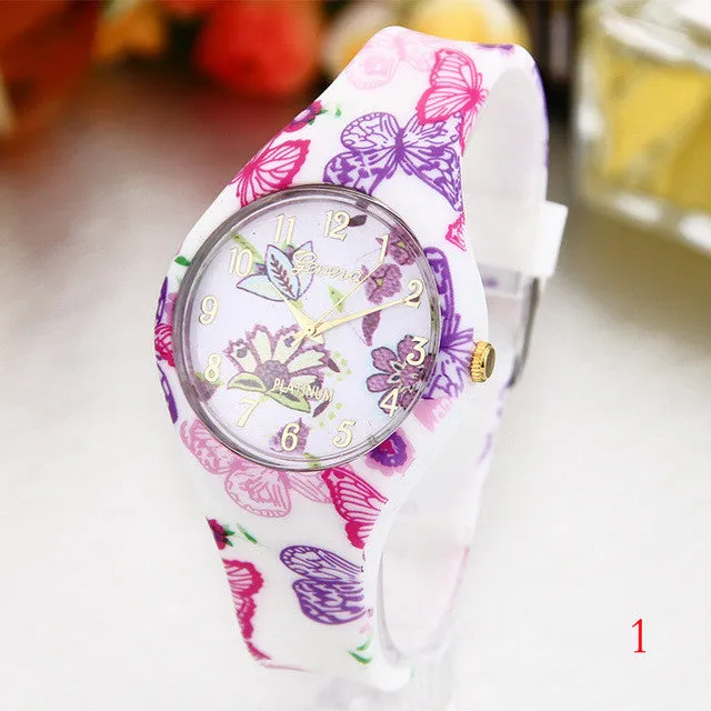 Women's Silicone Printed Designer style Rubber Band Watch - Analog Fashion wristwatch