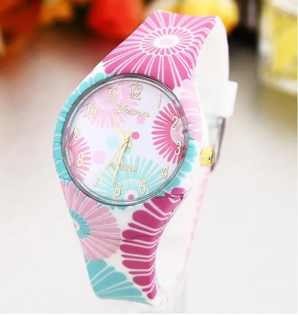 Women's Silicone Printed Designer style Rubber Band Watch - Analog Fashion wristwatch