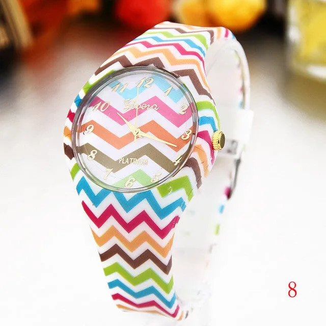 Women's Silicone Printed Designer style Rubber Band Watch - Analog Fashion wristwatch