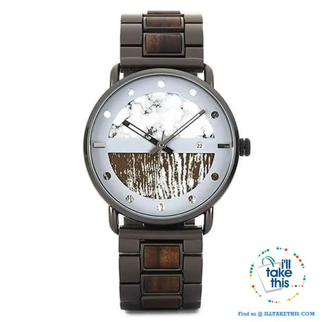 Wood Metal Men's and Women's Luxury style Watches, the Ultimate Timepieces with date display