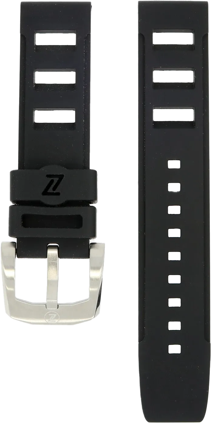 Zelos Black Rubber Strap 22mm